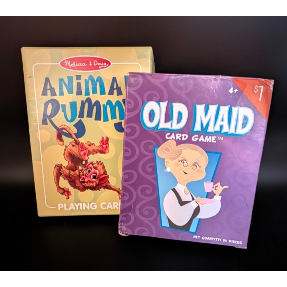 Melissa & Doug Animal Rummy & Old Maid Card Games Lot Complete Kids Family